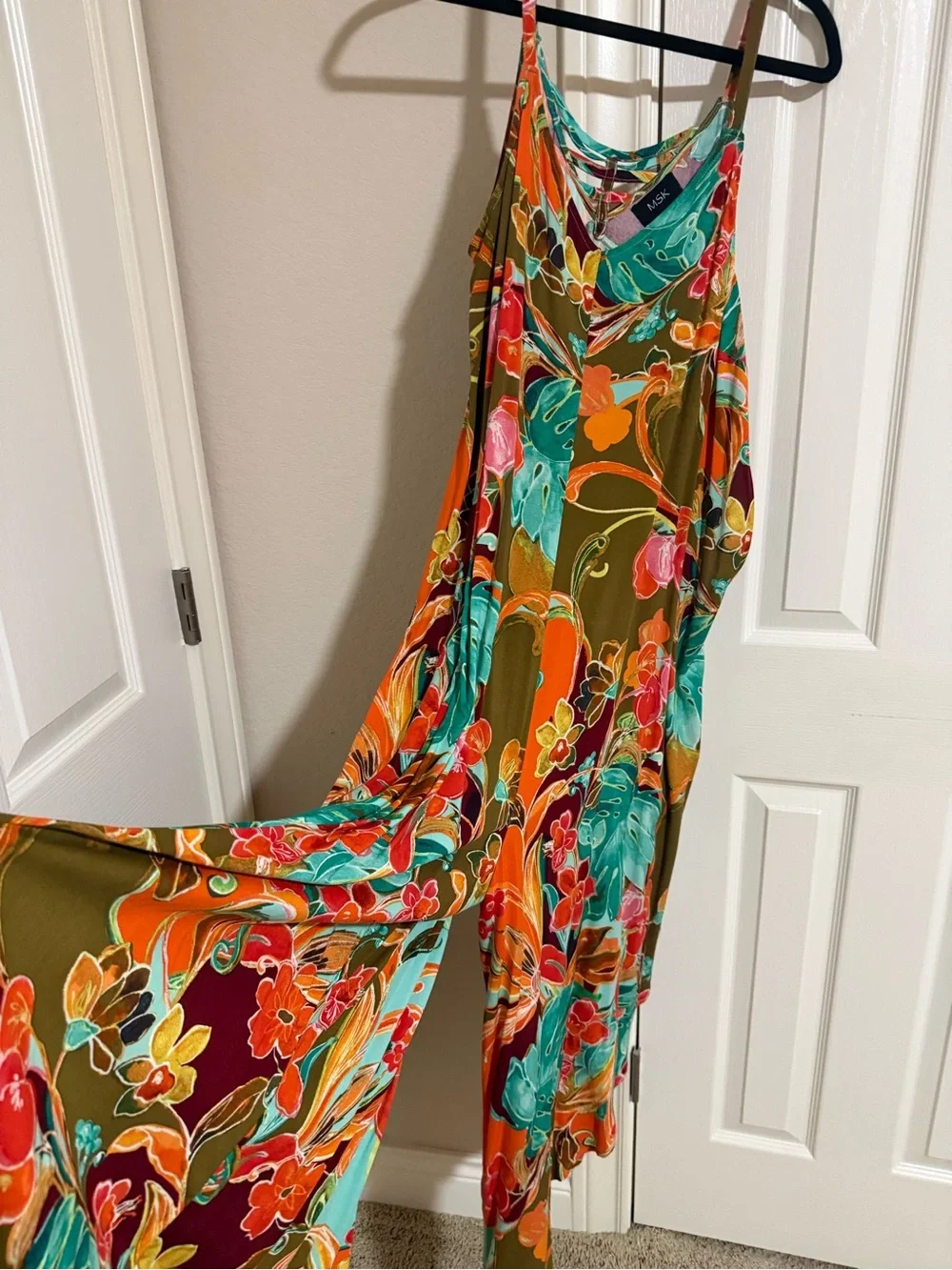 MSK spaghetti strap side zipper wide leg jumper vibrant color and brand new